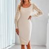 Women's  Long Sleeve Stylish Casual Polka-dot Knit Slim Dress