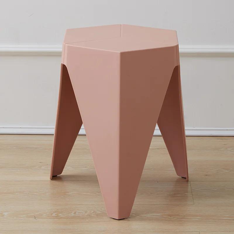 Ins Creative Modern Shoe Replacement Bench Footstool Non Slip Thick Plastic Small Stool Low Geometric Furniture Home
