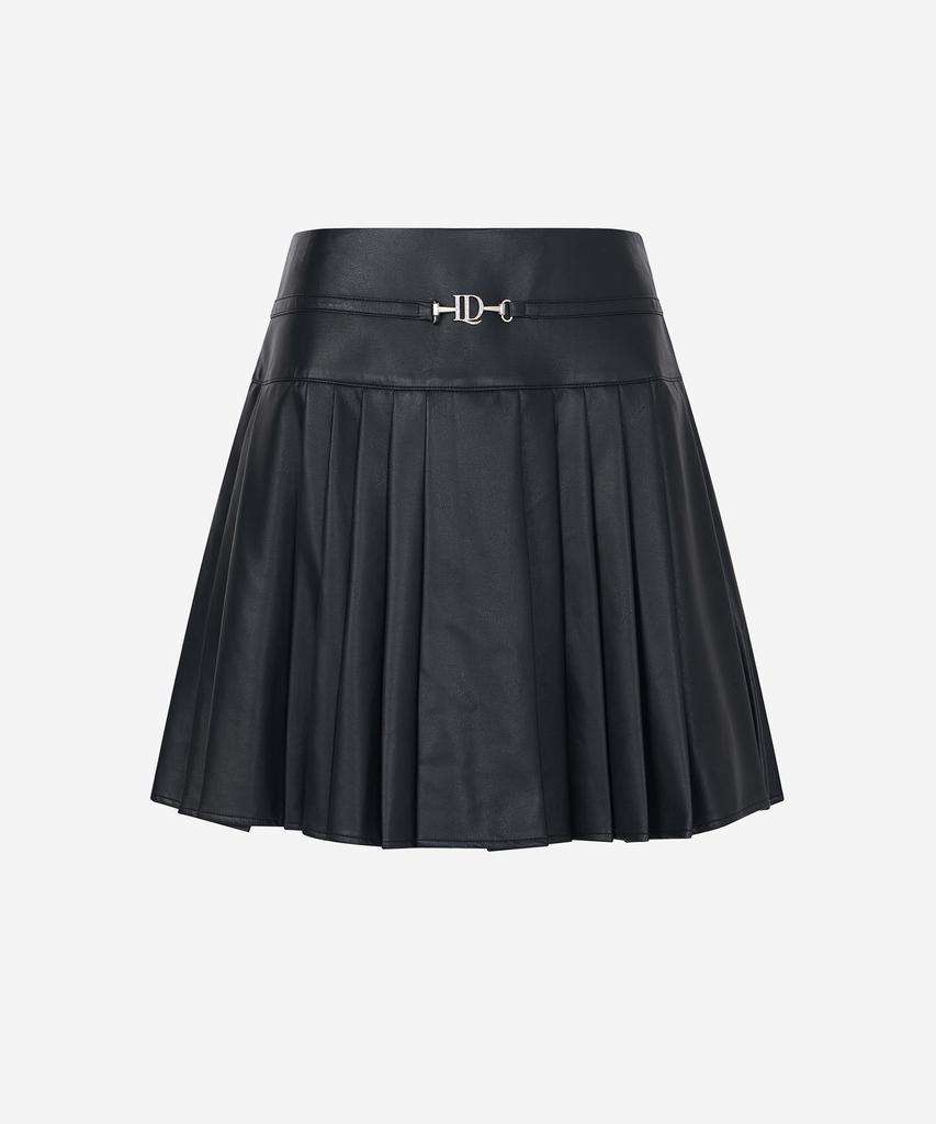 LORDLOAR Faux Leather Pleated Skirt Black