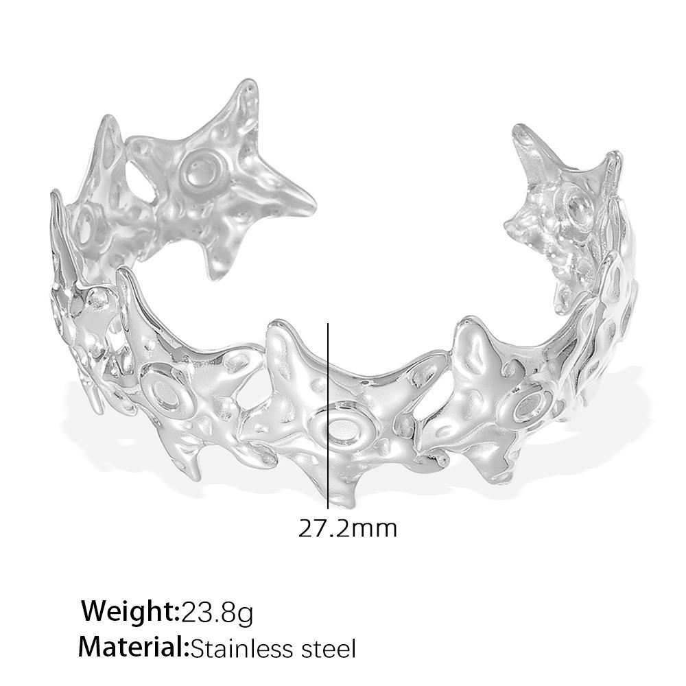 Personality Exaggerated Design Flower Starfish Water Drop Opening Bracelet Female Fashion Temperament Niche Titanium Steel Bracelet Female