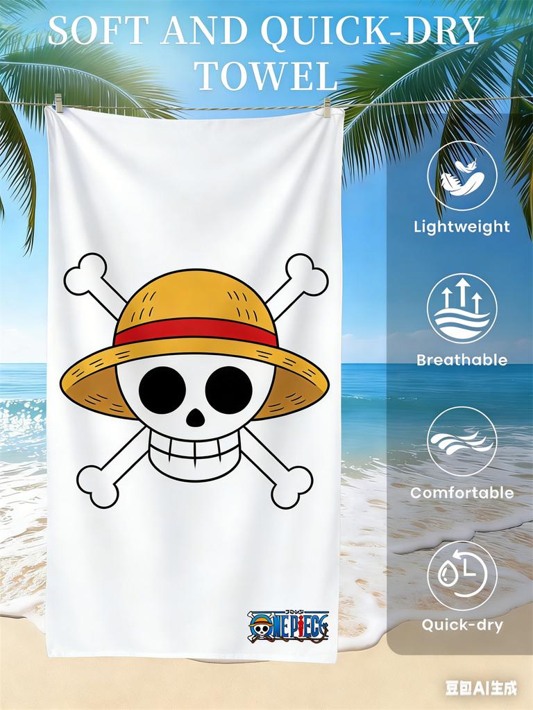 One Piece Monkey D. Asciugamano da Spiaggia Luffy, Edizione Limitata Esclusiva per Fan Anime, Asciugamano da Bagno a Tema Pirata per Spiaggia, Piscina e Bagno