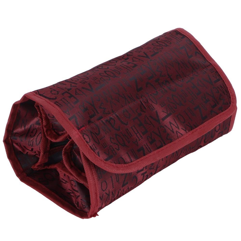 Polyester Cosmetic Bag Wine Red Black Foldable Makeup Bag Multi-Functional Multi-Compartment Makeup Storage Organizer Women Girl красный