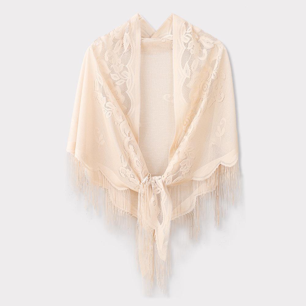 Chic Summer Lace Triangle Scarf: Sun Protection, Tassel Shawl, Fashionable & Versatile for Elegant Ladies.