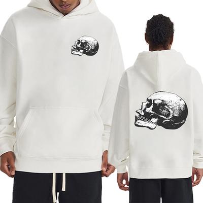 2025 Retro Skull Double Sided Print Streetwear Hoodies Men Women Hip Hop Harajuku Pullovers Unisex Fleece Long Sleeve Sweatshirt