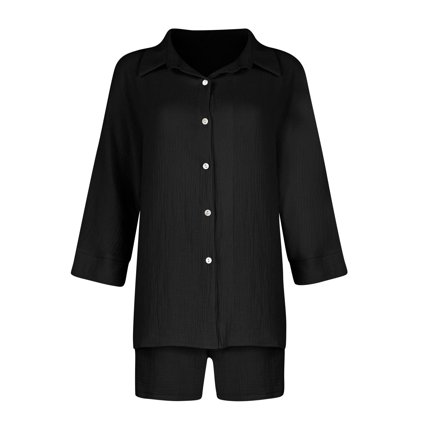 Женские хлопковые льняные пижамы с длинными рукавами — фото 4