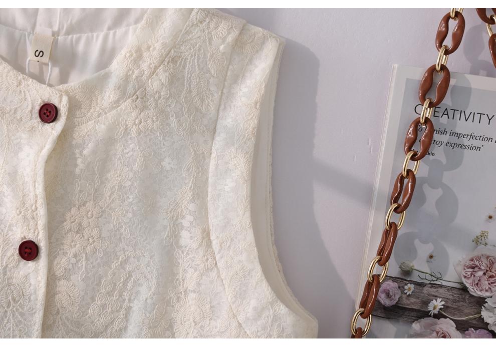 Plus Size 2026 Summer Jacquard Lace Sleeveless Vest