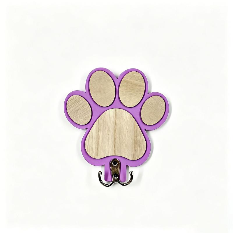Functional Wooden Paw Print Hook Organizer for Hats Towels Suited for Any Room