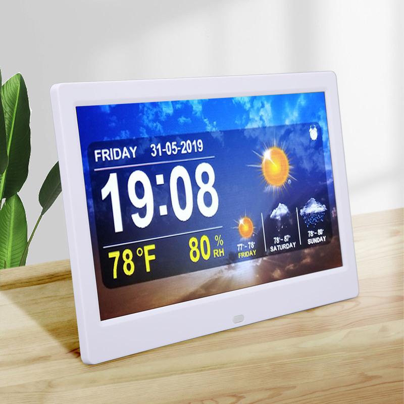 Adjustable Brightness Weather Clock Color Display Alarm Clock White 16MB 100-240V for Living Room
