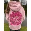 Women's Loose Hoodie with Letter Print and Kangaroo Pocket
