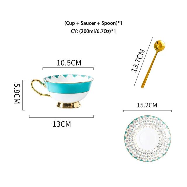 

Bone China Tea Cup Saucer Spoon Set 200ml British Coffee Gold Porcelain Ceramic Teacup Cafe Espresso Drinkware синий
