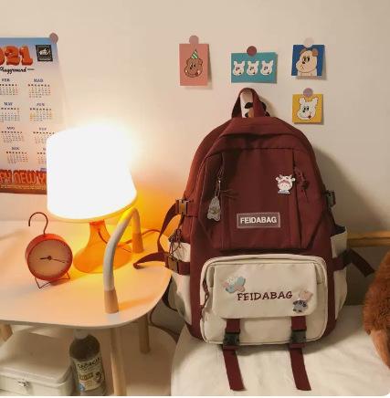 Schoolbag Female College Student Campus Canvas Bag Grades 3 to 5 and 6 Large Capacity Middle School Student Junior High School Student Backpack Female