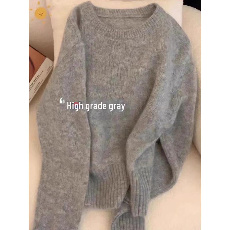 Damski zimowy sweter polarowy w leniwym stylu - miękki, przytulny, z okrągłym dekoltem i mleczną warstwą wewnętrzną Fufu