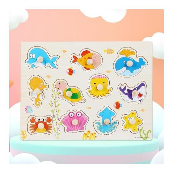 Wooden Puzzle, Shaped Puzzle, Ages 6+, Shape Matching, Shape Recognition, Color Recognition, Color Sense, Brain Training, Hand-Eye Coordination,