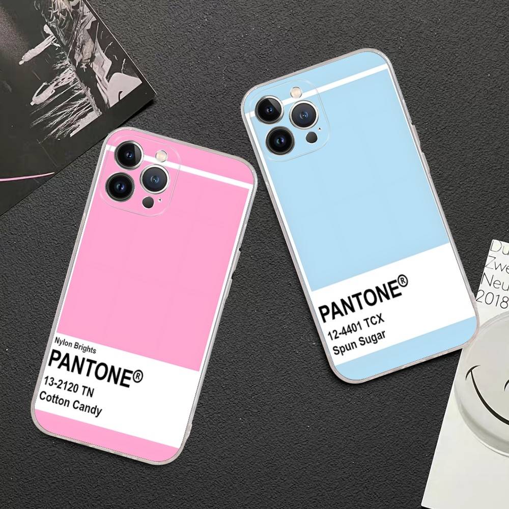 Pantone Candy Farbe Für IPhone 11 12 13 14 15 16 17 Pro Max Plus 13 Mini Silikon Weich Transparent Rückseite