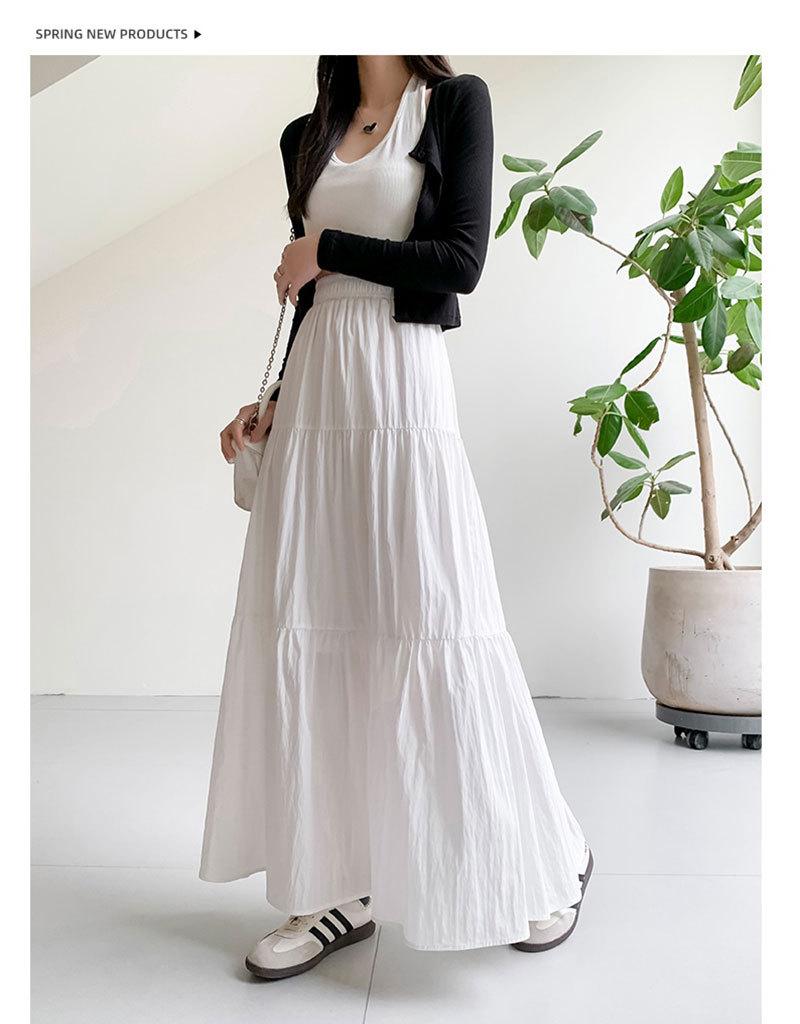 2026 New Style Women's Pink French Cake Skirt with Elastic Waistband - Spring/Summer Loose Slimming Half Skirt