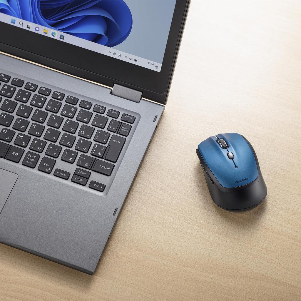 Sanwa Supply Bluetooth Blue LED Mouse (5 Buttons, Blue) MA-BB509BL