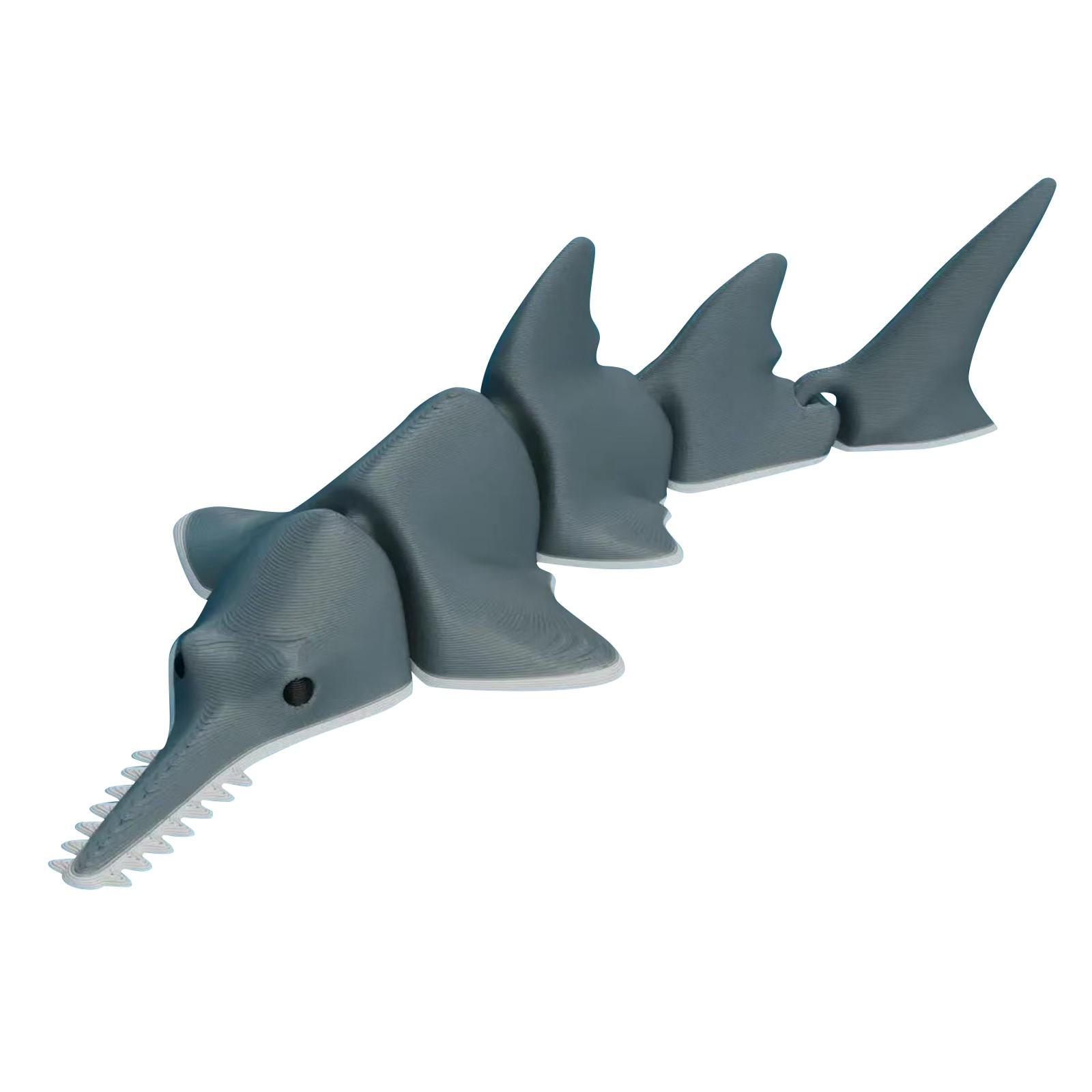 

3D Printed Articulated Wooden Shark Toy Model Educational Mechanical Puzzle Assembly Kit for Kids and Adults Interactive Learning білий