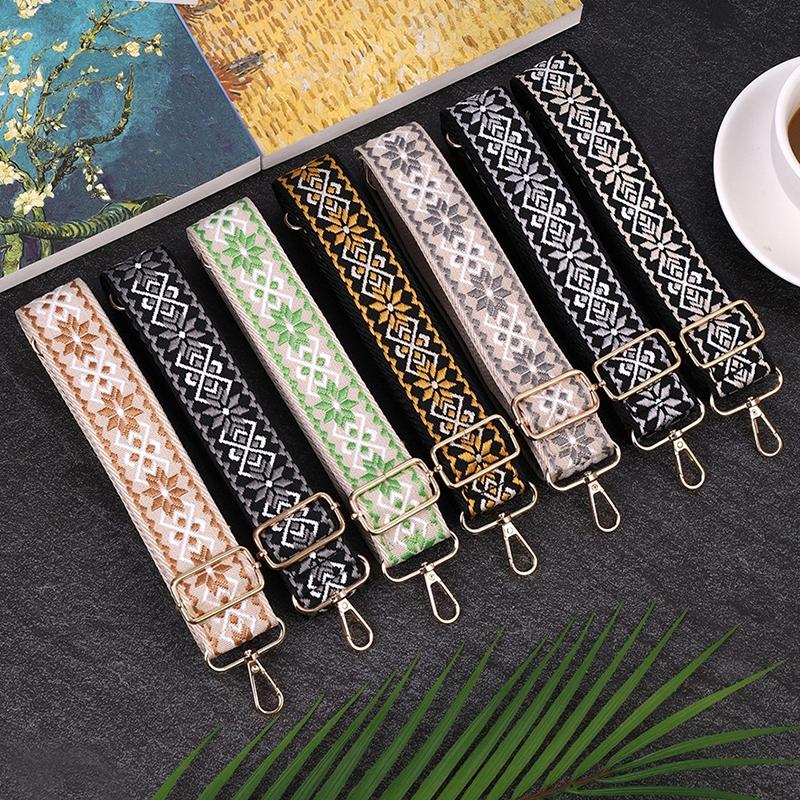 Adjustable Wide Bag Strap Crossbody Shoulder Bag Strap National Style Embroidery Diy Replacement Handles Bag Accessories