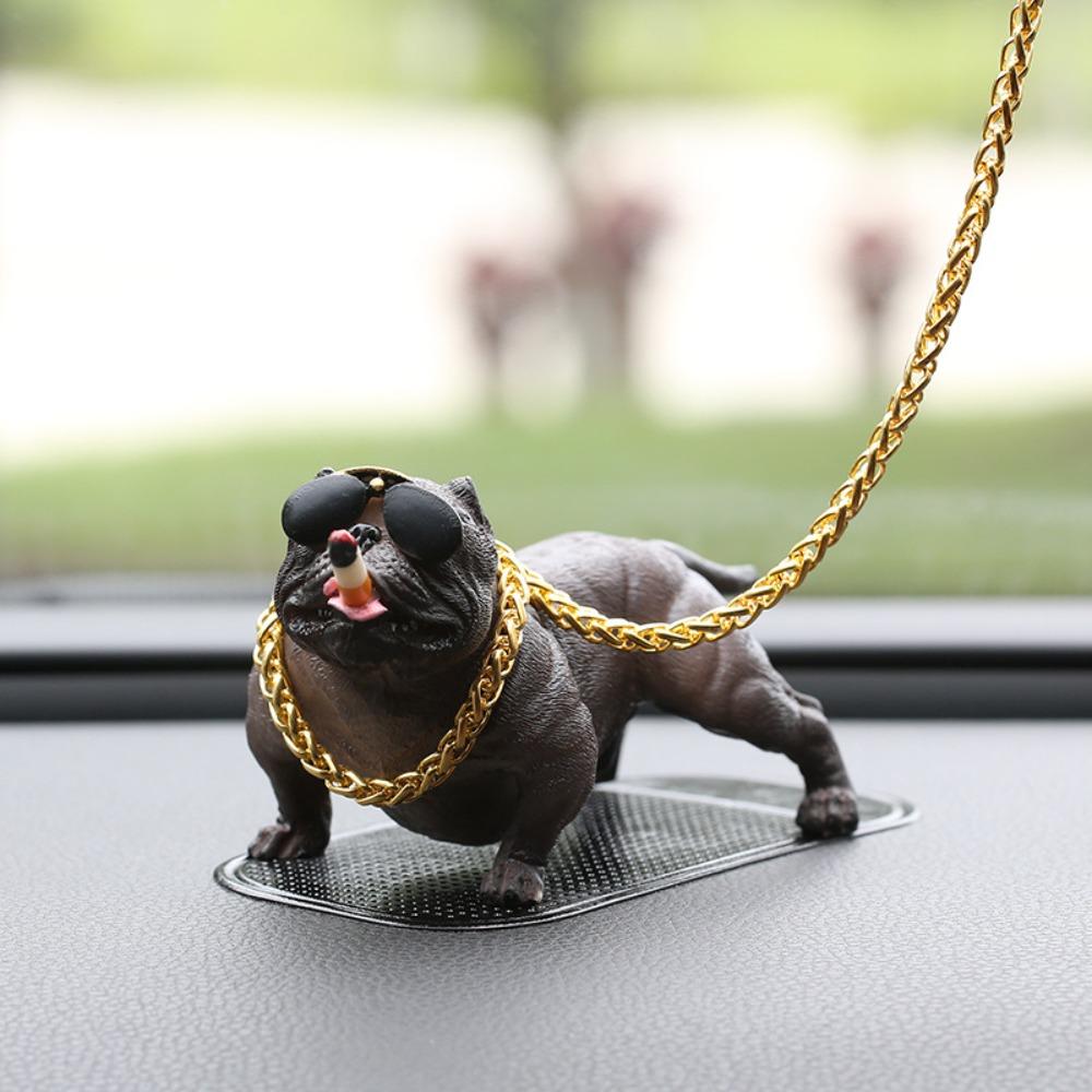 Funny Resin Pitbull Dog Statue Realistic No Base Simulation Dog Wear-resistant Dog Ornaments Car Interior Dashboard Decoration