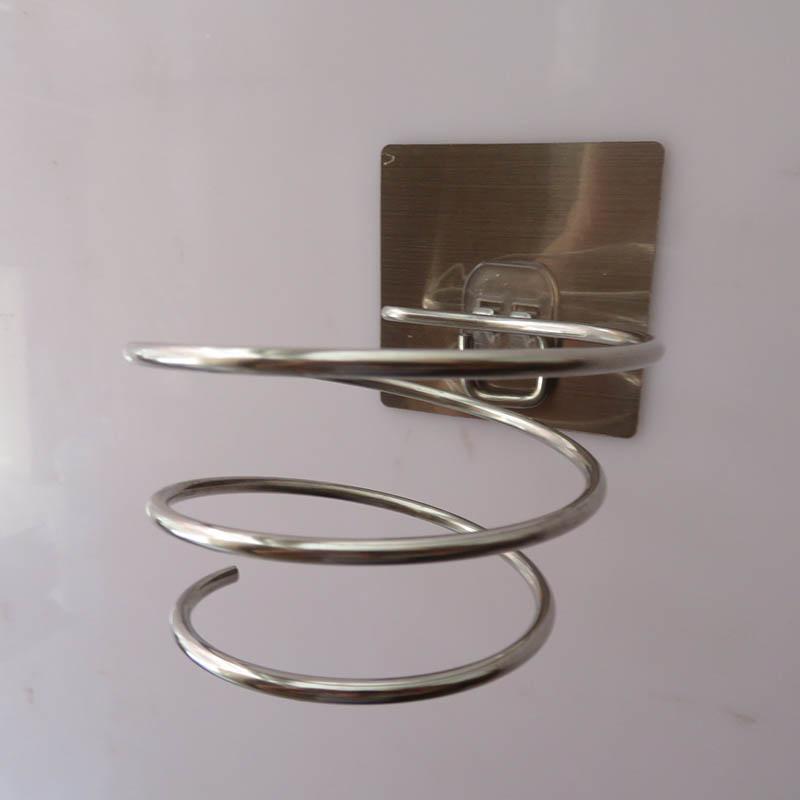 1pc Hair Dryer Holder Free Punching Stainless Steel Hair Dryer Rack Wall Hanging Bathroom Bathroom Hair Dryer Rack Storage Rack