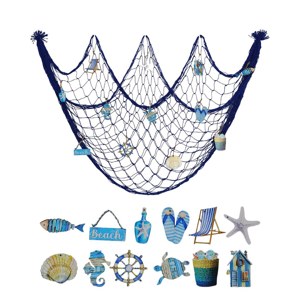 Filet de pêche décoratif épais style méditerranéen pour mur photo et décorations sur le thème de l'océan
