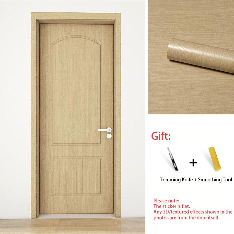 Self-Adhesive Wood Grain Door Sticker Peel & Stick Wooden Vinyl Wrap Furniture Renovation, Waterproof Wardrobe Cabinet Film Home Decor Wallpaper
