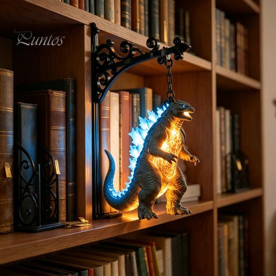 Study Room Table Accessory Library Lantern, Vintage Hanging LED Bookshelf Lamp, Decorative Book Nook Light Ornament Gothic Style Night for Reading