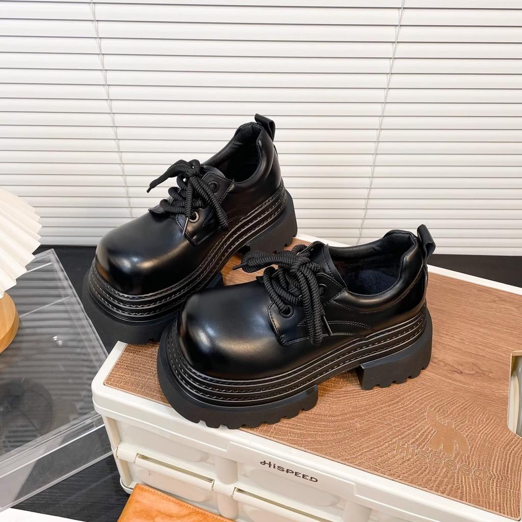 2025 Spring Women JK Mary Jane Shoes Fashion Lace Up Shoes Vintage Platform Elegant Thick Heel Shoes