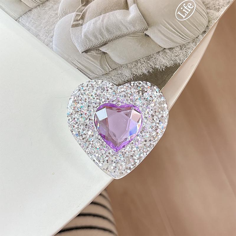 Portable Magnetic Rhinestone Heart Phone Holder