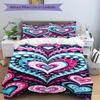 3Pcs Heart-patterned fabric Printed Bedding Set, Breathable And Soft, Machine Washable, Christmas Gift, Suitable for Bedroom Decoration, 15166