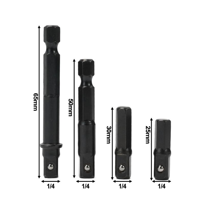 Texture1 Set 1 4 Drive Impact Socket Adapter Reducer Square Socket Drill Bit Bar Adapter Durable Steel for Garage Mechanics