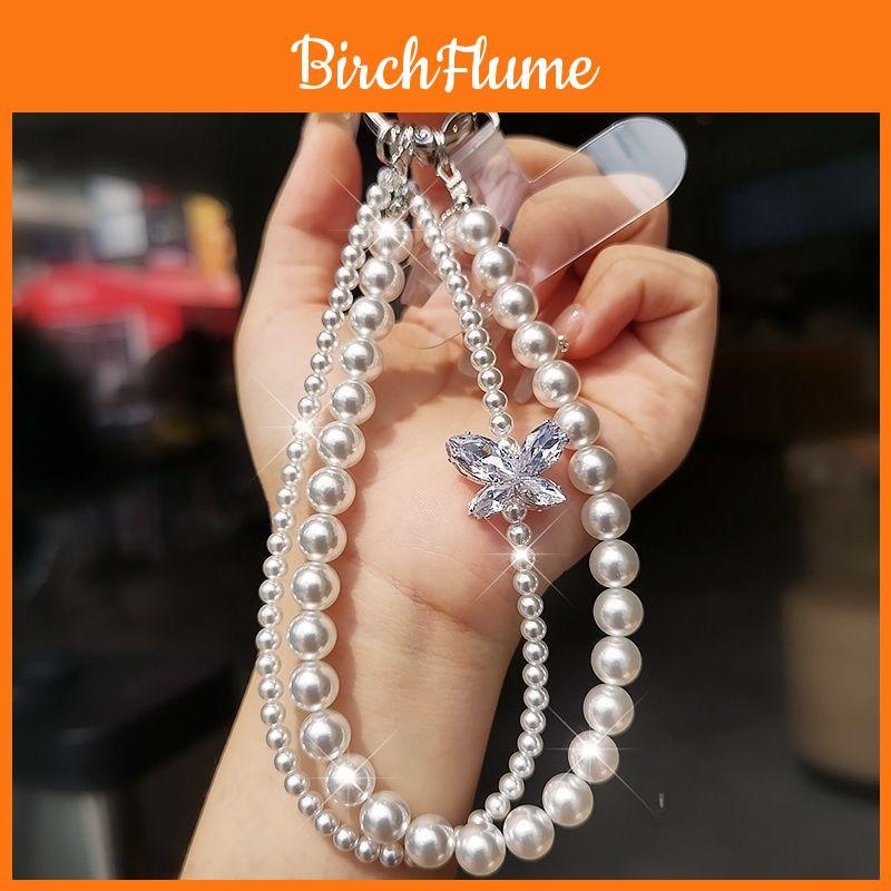 Elegant Pearl Phone Lanyard With Crystal Beads For Women And Men