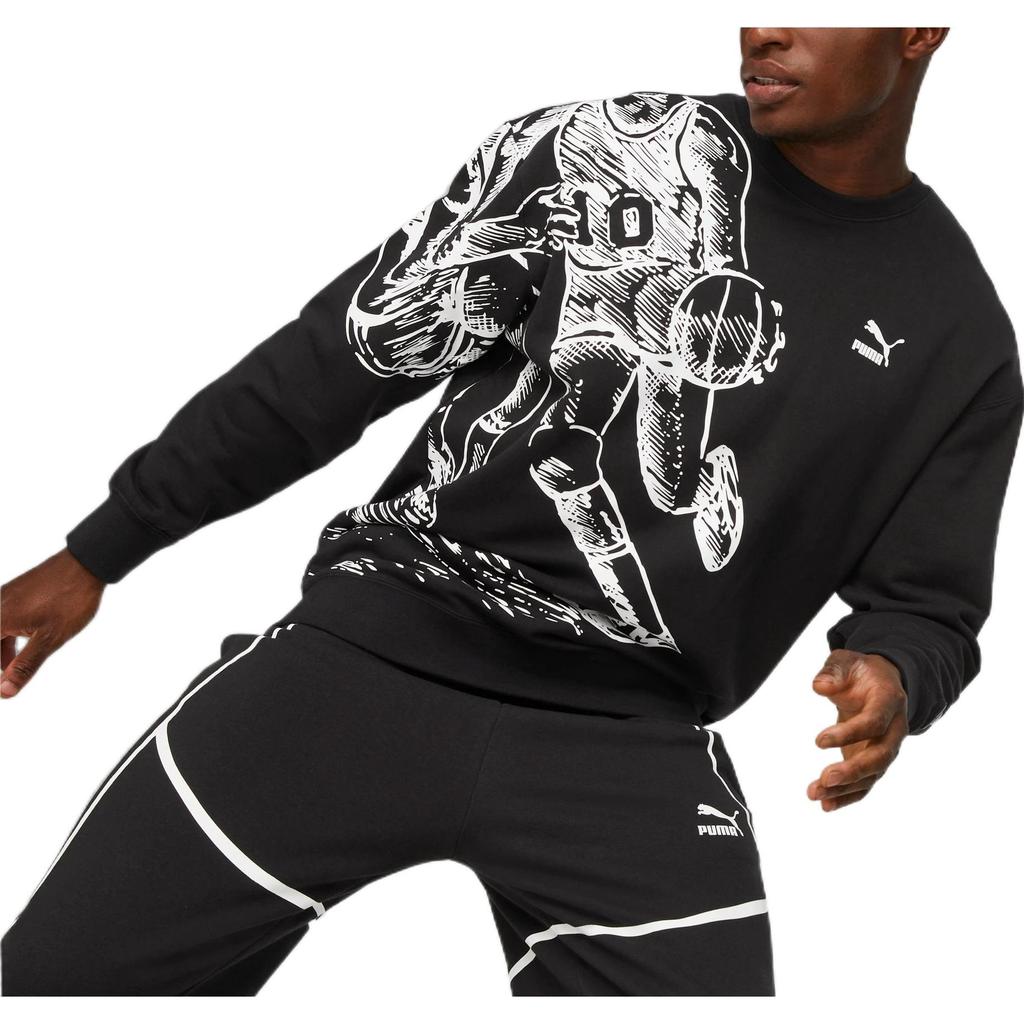 Puma X Joshua Co-Branded Logo Rundhals-Sweatshirt Herren Oberteile Schwarz 536302-01