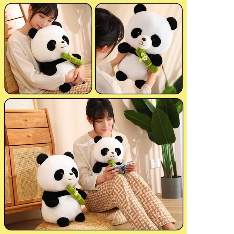 Cute Panda Plush Toy Stuffed Animal Doll Bamboo Shoot Flower Bear Gift For Girls And Kids