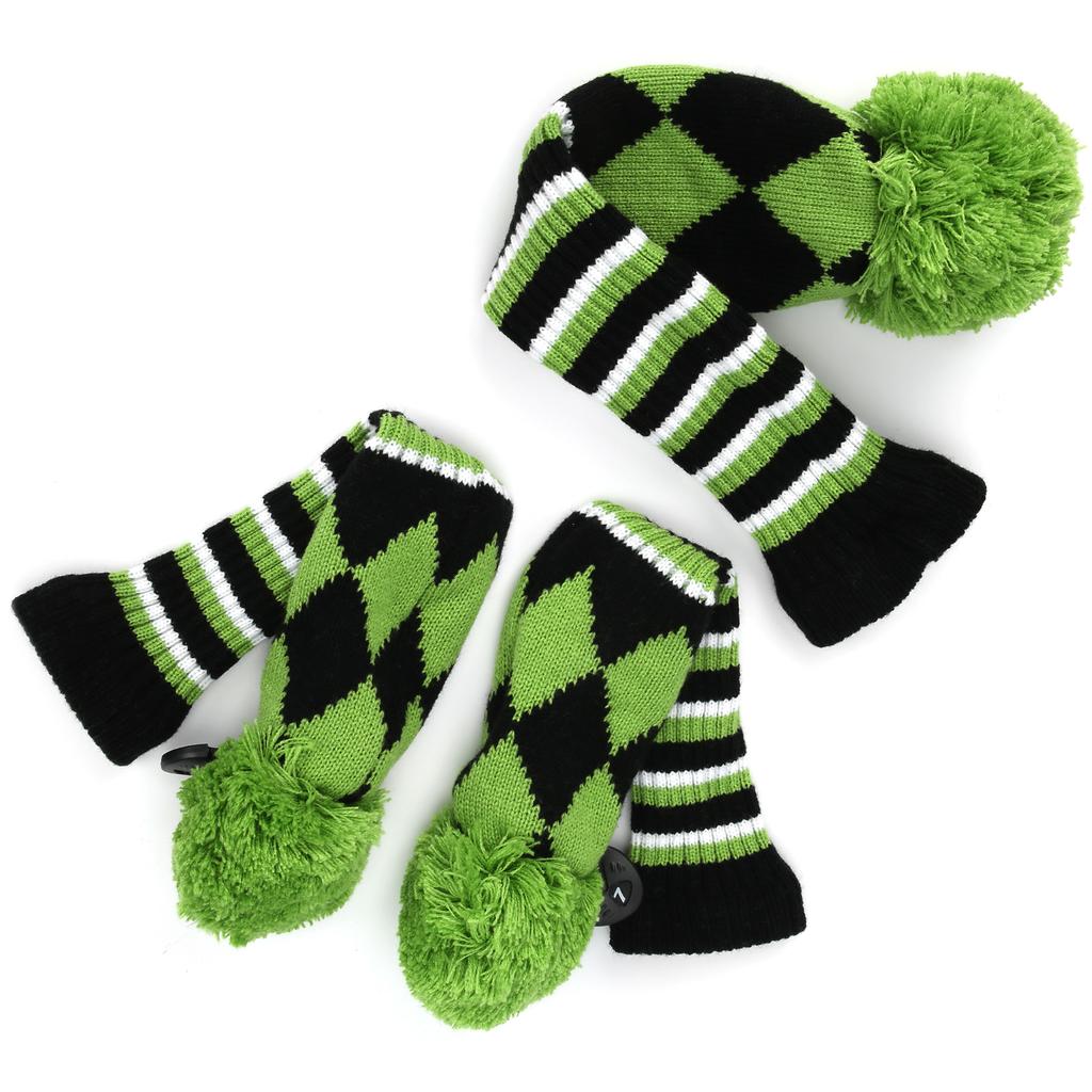 3Pcs Polyester Wool Knitting   Putter Head Cover Wooden   Headcovers Accessory