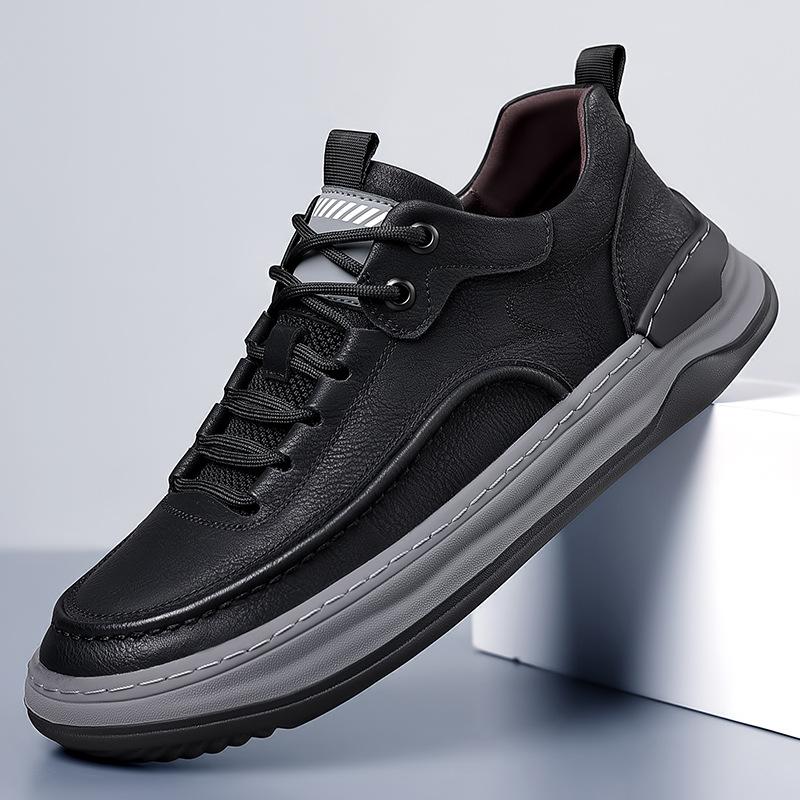 New Designer Cow Leather Sneakers for Men Spring Autumn New Designer Board Shoes Male Lace Fashion Casual Sports Shoes Man