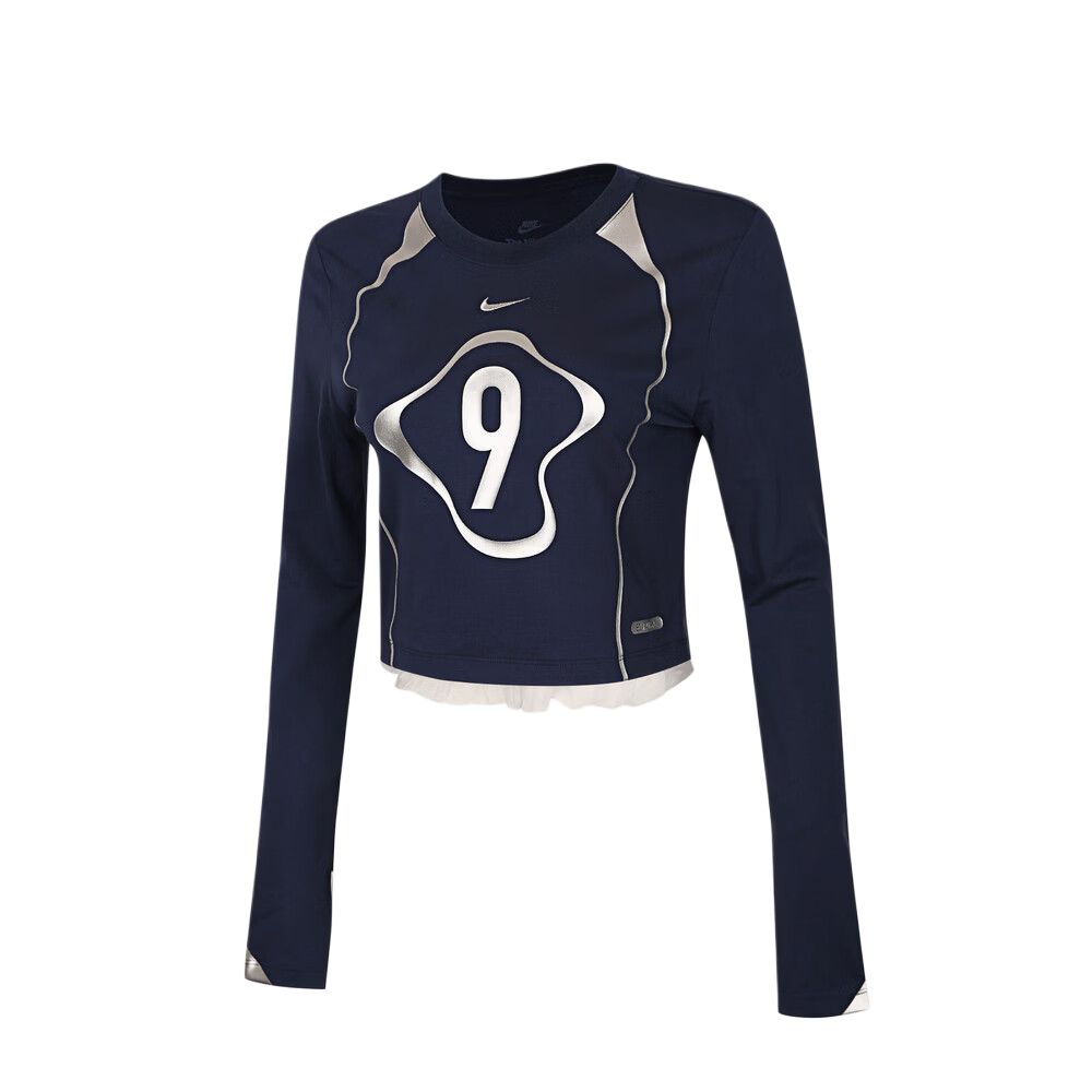 Nike T Shirts Women s Marine Blue Crew Neck Moderate IO0467-410 M