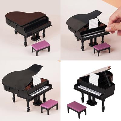 Pianoinstrument Lekesett for Barn Rollelek Møbelmodell Leke 1:12 Skala Vintage Piano Spill Dukkehus