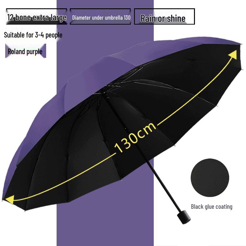 Twelve-Bone Large Folding Men's Umbrella with Custom Logo for Rain or Shine, Dual-Use Sunshade and Parasol.