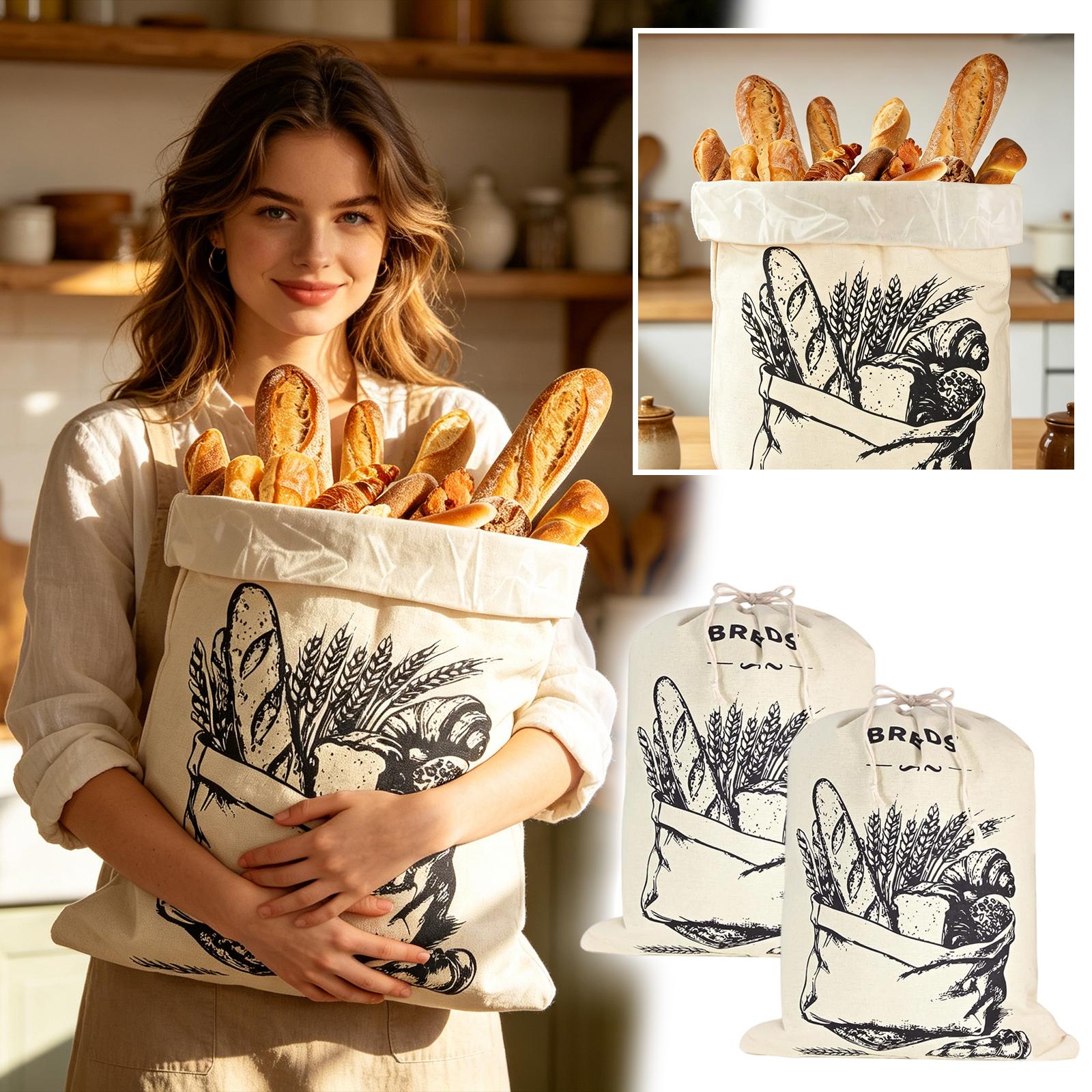 2-Pack Large Linen Bread Bag One Size 990₽