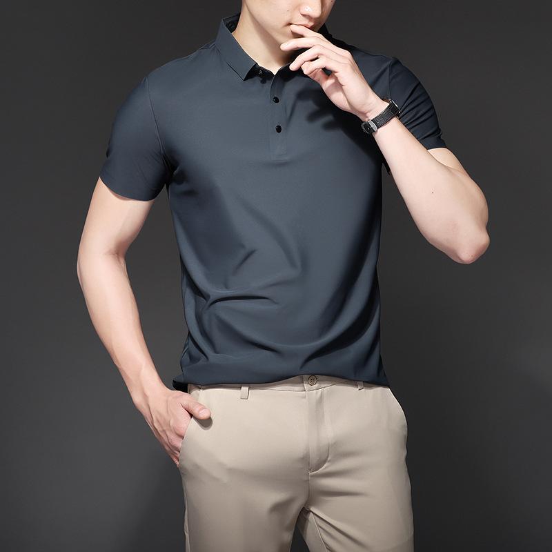 Ice Silk Summer Mens Short Sleeve Polo Shirts Golf Shirts Fashion Business Casual Male Tops Tees Polo
