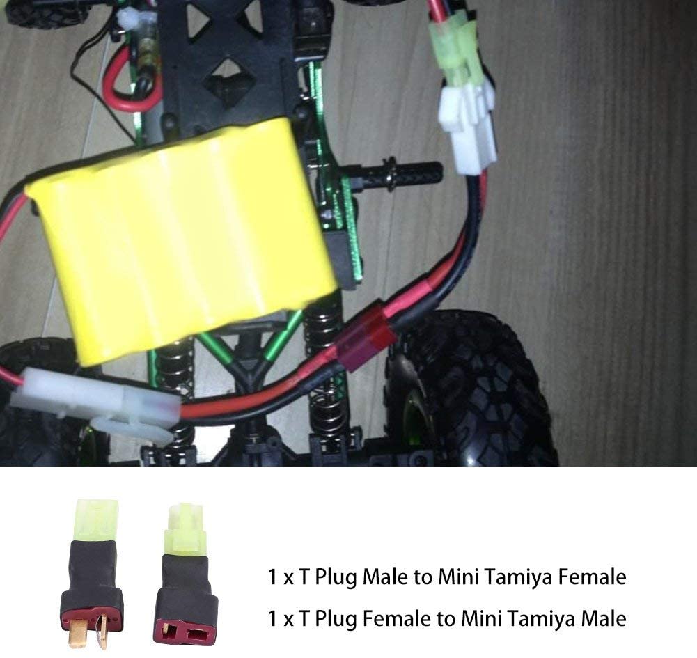 Set connettore Mini Tamiya a T-Plug | Compatibile con autoradio JVC, WLtoys 144001, batteria LiPo 300mAh | Alta Durabilità | Nero | Plastica
