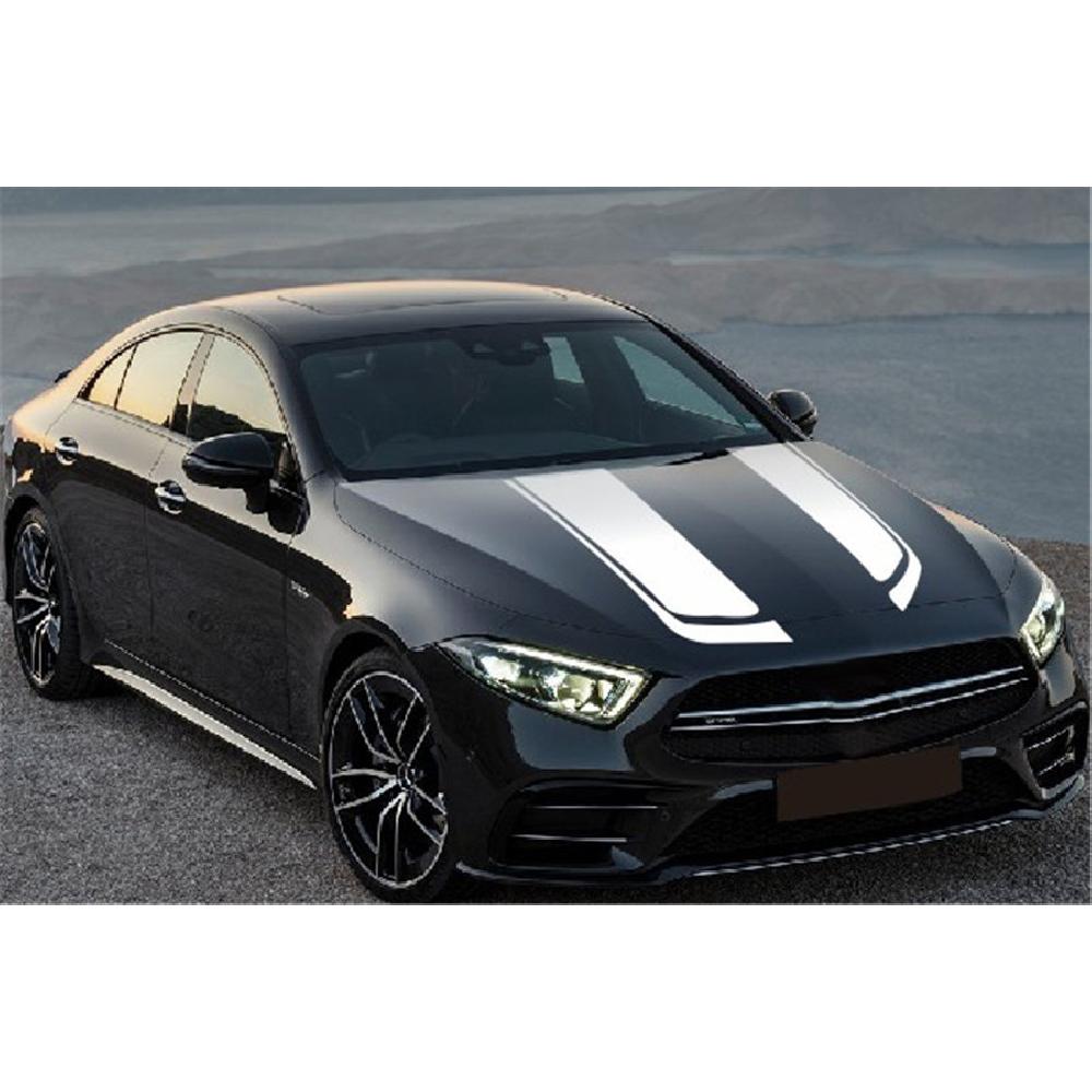 

Pair Car White Racing Stripe Sport Style Hood Decals Vinyl Auto Bonnet Stickers