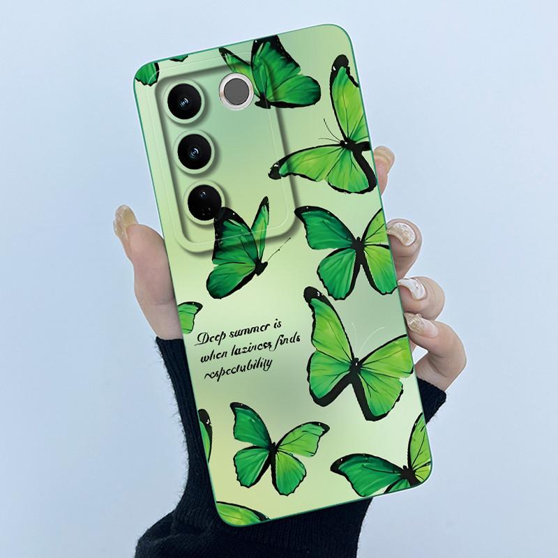 For VIVO V27 V29 5G Phone Case V25E LATAM V27E V29E Cover Fashion Simplicity Flower Soft Liquid Silicone Protective Shell Fundas