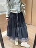 Plus Size Japanese-Style Coffee Brown Corduroy Plaid Skirt for Spring and Autumn