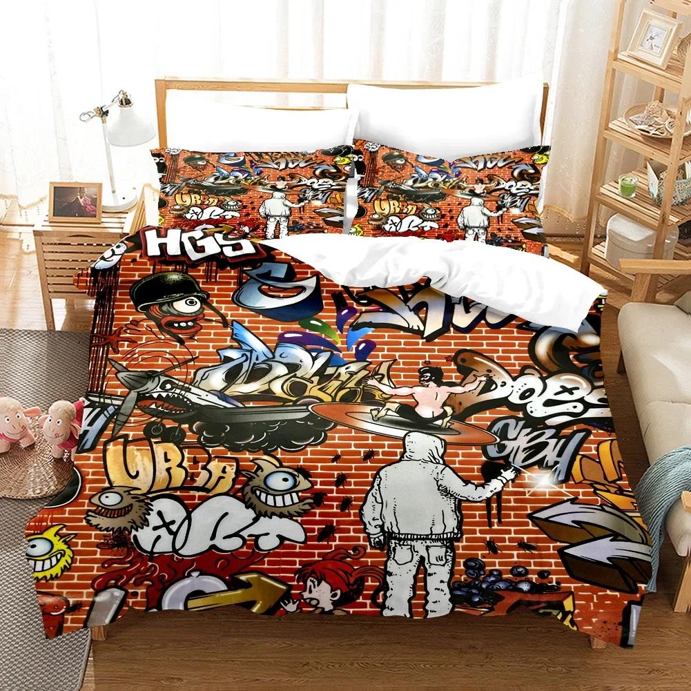 3D Printed Hip-hop Style Bedding Set Single Twin Double Queen King Cal King Size Bed Linen Set