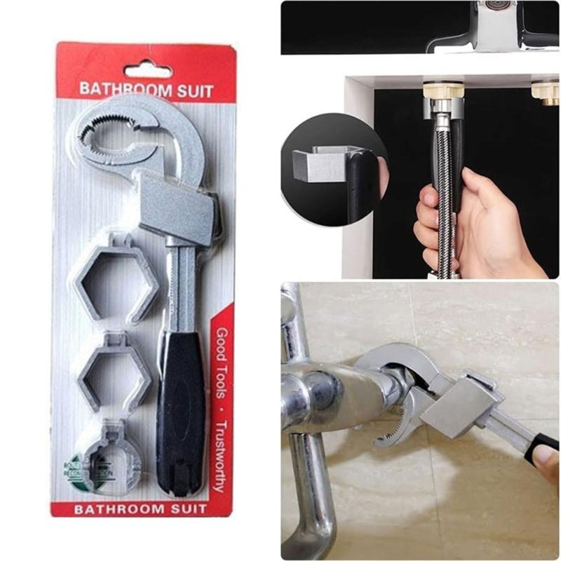 Multifunctional Adjustable Wrenches Large Opening 80mm Repair Tool for Bathroom Washbasin Tube Nut