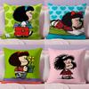 Cartoon M-Mafalda Pillow Case Short Plush Double-Sided Printing Home Machine Washable In Warm Winter Cushion Cover