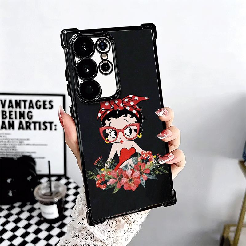 B-Bettys B-Boops Girl Plating Phone Case For Samsung Galaxy S24 S25 FE S26 Edge S23 Ultra S22 S21 Plus S20 Anti-Fall Airabag Cov