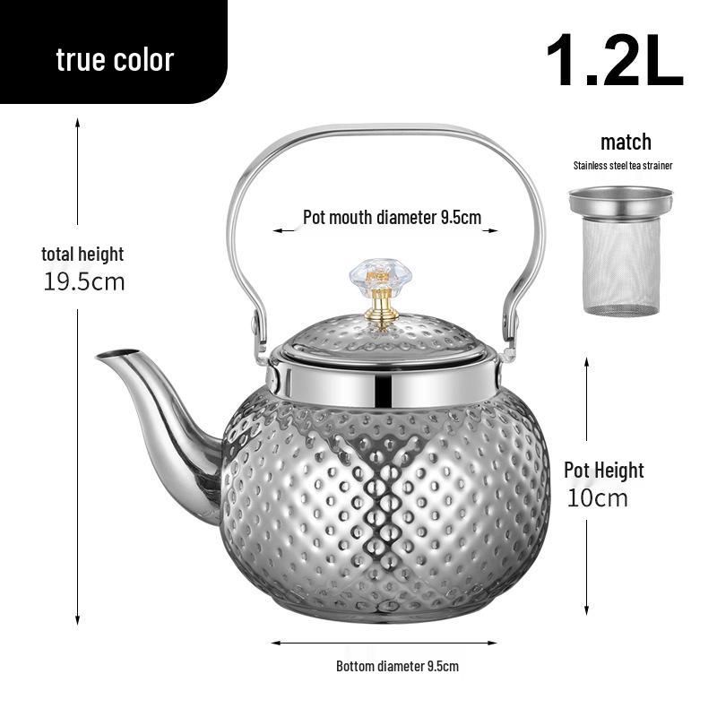 

Stainless Steel Middle Eastern Hammer Pattern Teapot with Filter - Ideal for Home or Restaurant Use